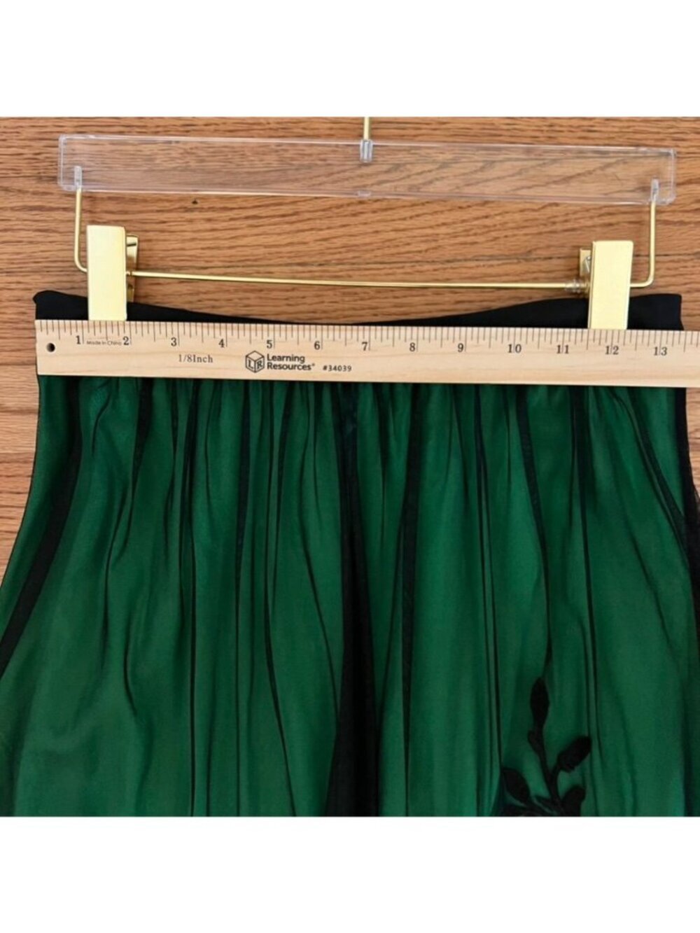 Anthropologie Womens Sz 0 Green Midi Skirt Black Tulle Whimsigoth Fairy Grunge - Picture 6 of 9